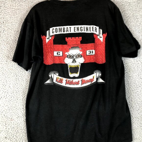VTG US Army C 31 "Kill Without Mercey" Combat Engineers SS 80s Jerzees Size L/XL - Picture 1 of 7